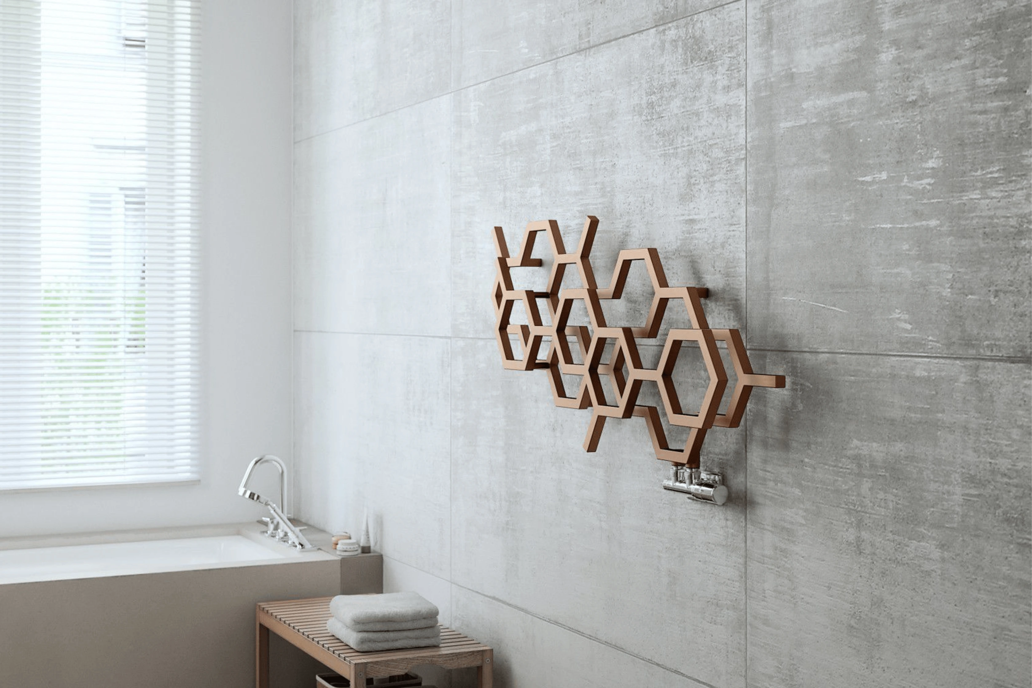 Terma Hex In Bathroom Space Against Grey Wall